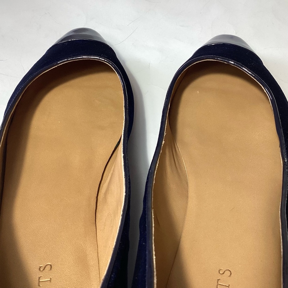 Talbots Navy Blue Velvet & Leather Cap Toe Flats Size 11M - Picture 8 of 12